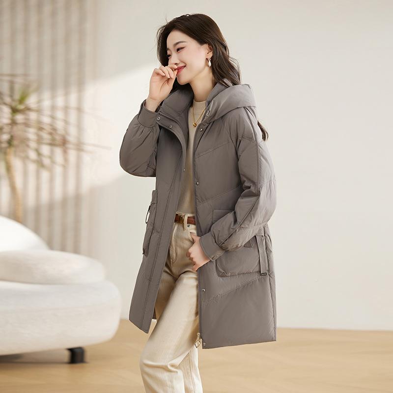 羽绒女冬季长款新服款高HE3359端时尚小个子加厚0白鸭绒连9帽套HE