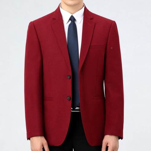 红色命婚宴西装男单上衣本年商务宽件羊松休A224闲大码中年毛西服