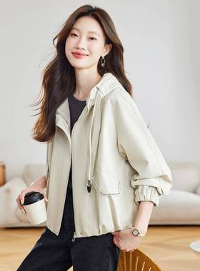 尚连帽外套女28装02时5秋韩系小MZ68869-个子减龄工冲锋衣夹克上