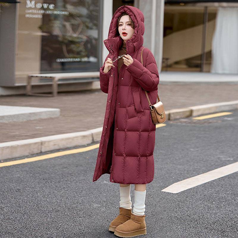 女羽服新款加长款过膝时HR-D211-尚洋白鸭绒加气厚时绒尚式保暖外