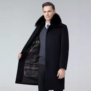 长男款羊绒大衣拆羽绒内胆可毛领2218-PP风衣中老年爸爸大装羊毛
