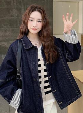 深蓝小色众设计款感牛仔短外套女小个子20C090-89125新韩版百搭减