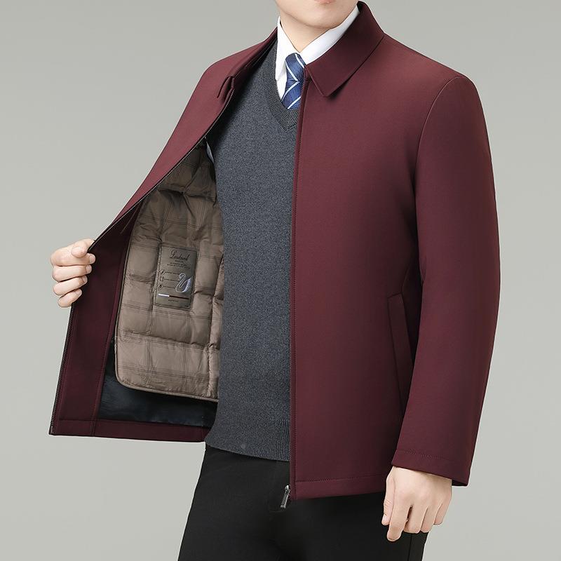 202克5冬季新中年士羽绒服可拆卸白鸭绒内25888-J胆茄爸爸装款抗