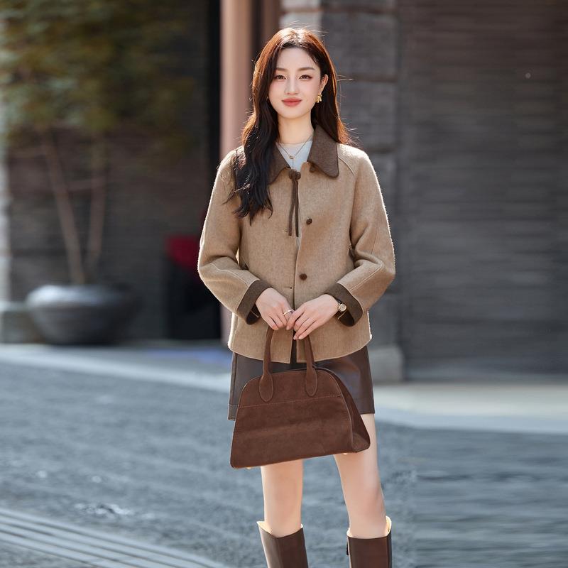 205秋冬新女装羊毛大衣套女短款宽松款GT8116-0双面呢女式毛呢外2