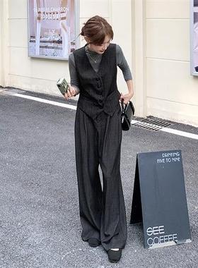 黑色气5通勤高级感B301-253马套装女质202甲秋季老钱风打底衫阔腿