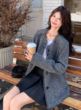 灰色法式流苏小香风5外套松女秋季202年古新B168-H31款宽复气质高