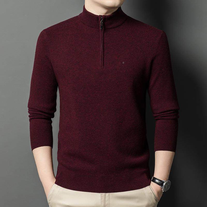 底秋冬羊绒衫季男士拉链半高领织加针厚男装打衫长袖内搭毛SJ8816