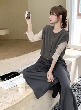 灰色开衫半身裙套装20织25风新c121-130款女早秋韩系慵懒老针钱穿