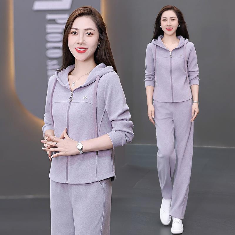 运动097020823套装女2O25春秋新款长袖P运LO领动休闲跑步训练服套