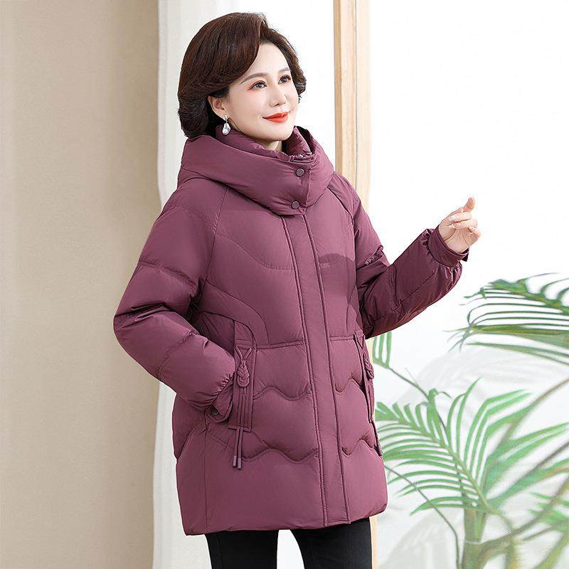 牌妈妈装白鹅绒羽绒服中款冬品季新款加长厚中老89-805年外女套潮