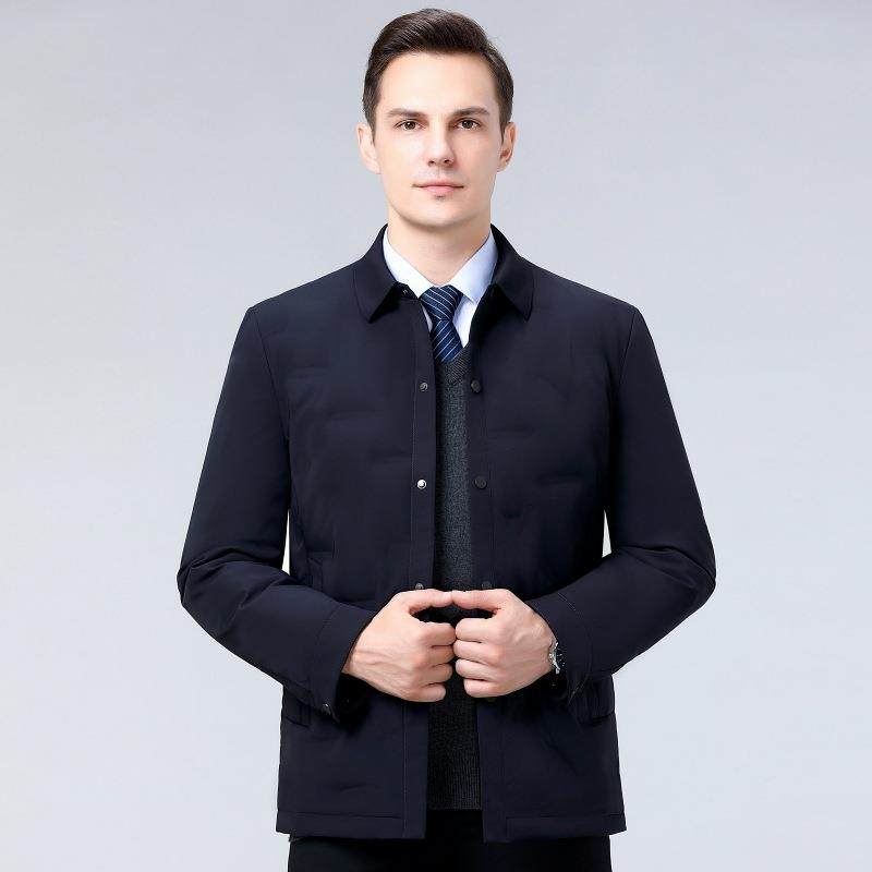 223冬季新款翻羽绒服男短0款休闲领中年男商务夹克装8332-F羽绒外