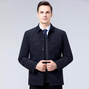 套休闲翻领中年男装 短款 羽绒服男季 商务夹绒克羽外上衣 F冬新款