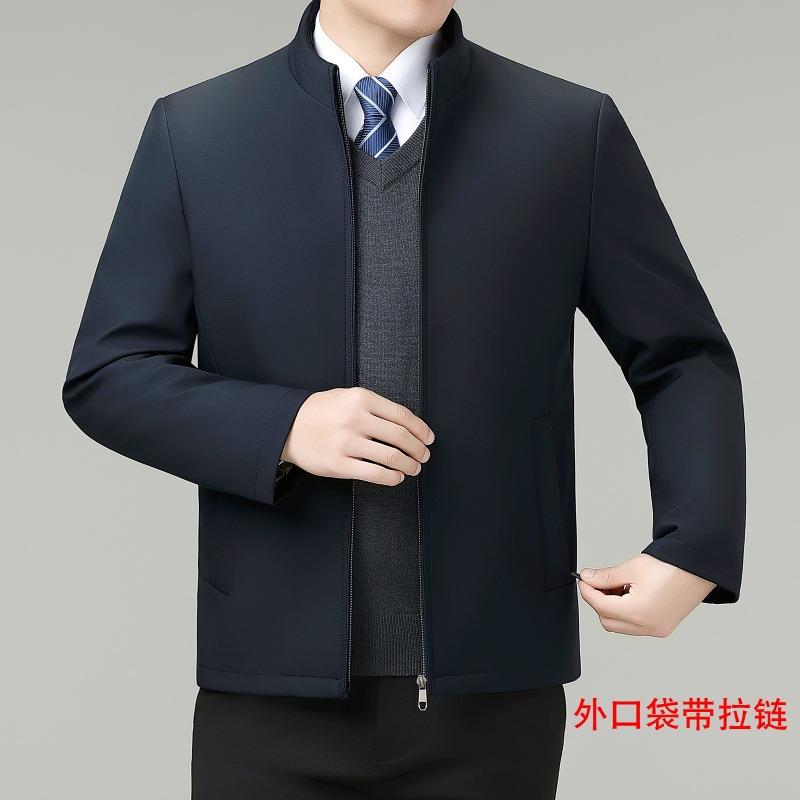 冬季新款羽绒服男中年立领爸装休闲外套拆可G06-J内胆加厚保暖士