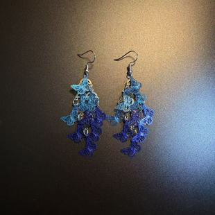 开花的橄榄 Vintage古着 Artistic Butterfly蓝色蝴蝶耳环 耳饰