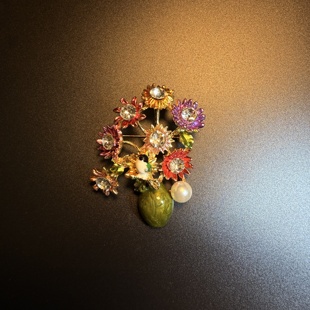 开花的橄榄 Vintage古着 Chic Bouquet彩色向日葵花朵胸针