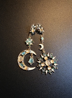 开花的橄榄 Vintage古着 Galaxy Dream Earring星星月亮耳环 耳饰