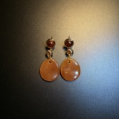 橄榄 Vintage古着 Honey 开花 Luster美拉德棕色几何耳环 耳饰