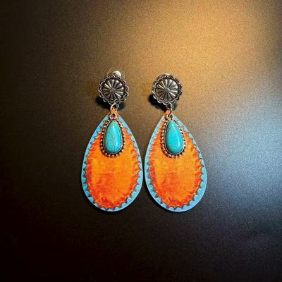 开花的橄榄 Vintage古着 Rodeo Blue西部牛仔耳环 耳饰