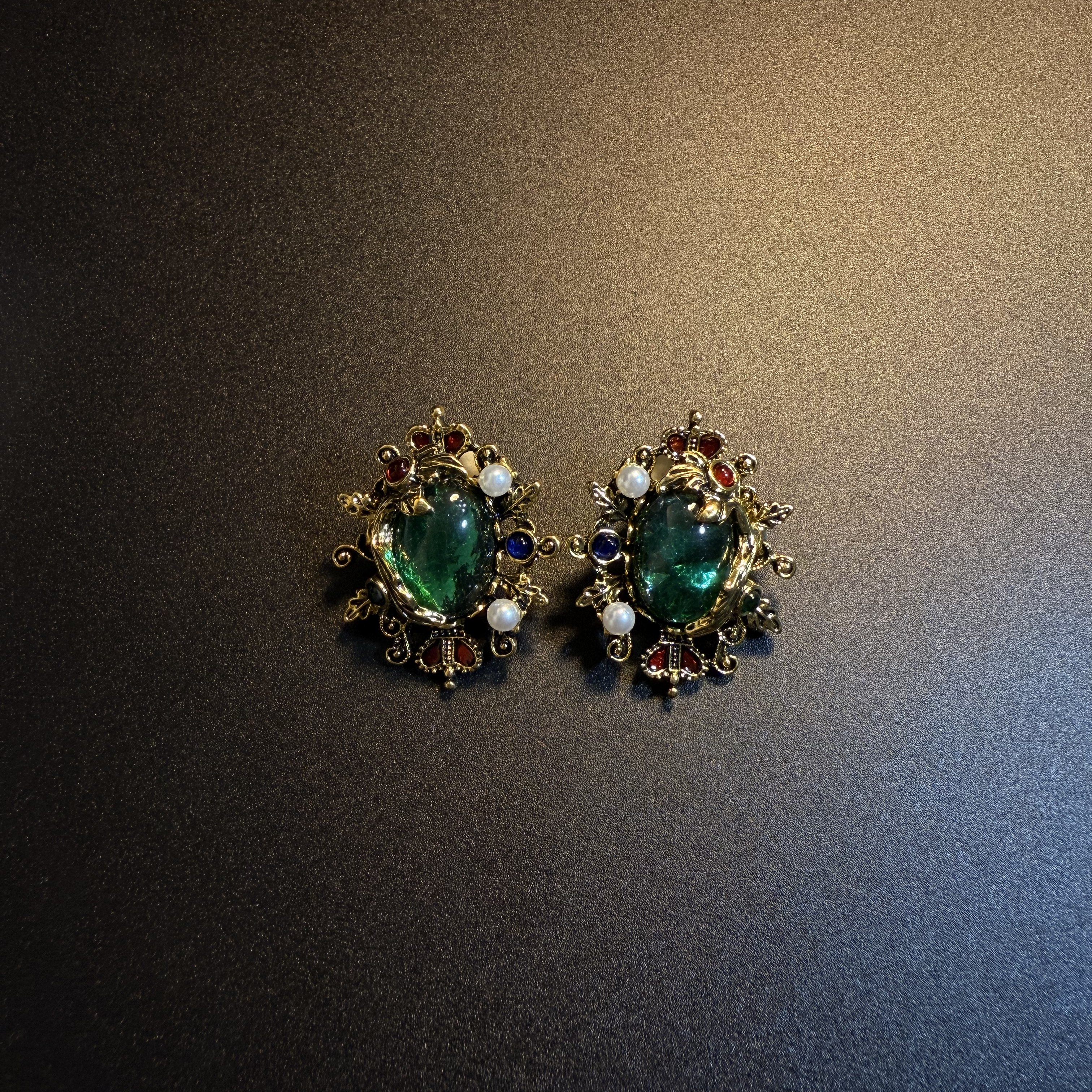 开花的橄榄 Vintage古着 Regal Charms绿色复古耳钉 耳环 耳饰,饰品/流行首饰/时尚饰品新,耳钉,淘宝优惠券,粉丝福利购,淘宝优惠卷