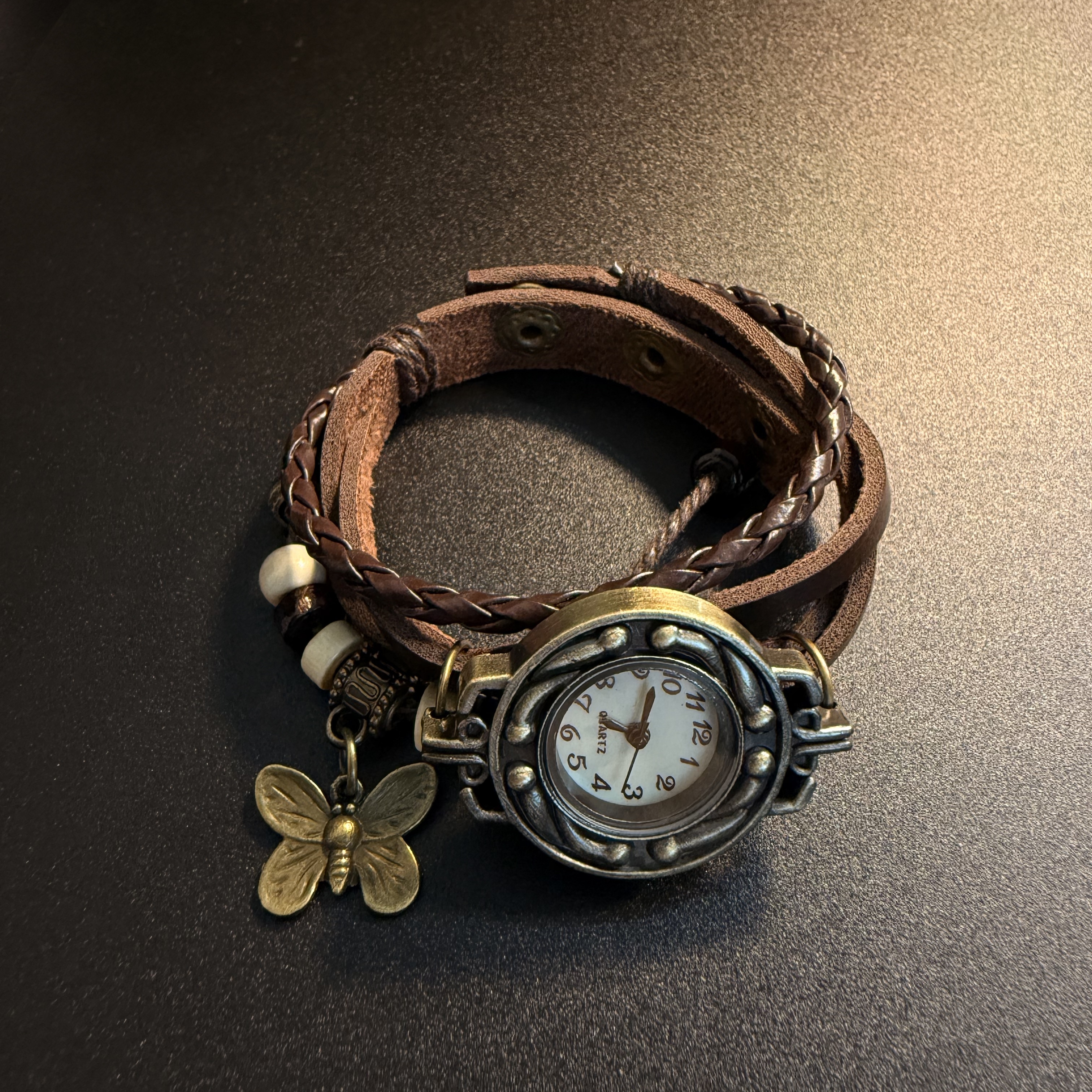 开花的橄榄 Vintage古着 Retro Butterfly蝴蝶手表