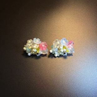 开花的橄榄Vintage古着 Whimsical Petals花朵编织耳钉 耳环 耳饰