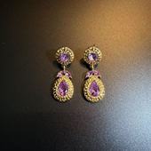 耳环 开花 耳饰 Luxury Drops紫色耳钉 橄榄 Vintage古着