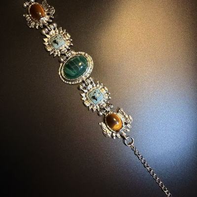 开花的橄榄 Vintage古着 Vivid Chic Stones重工设计感手链