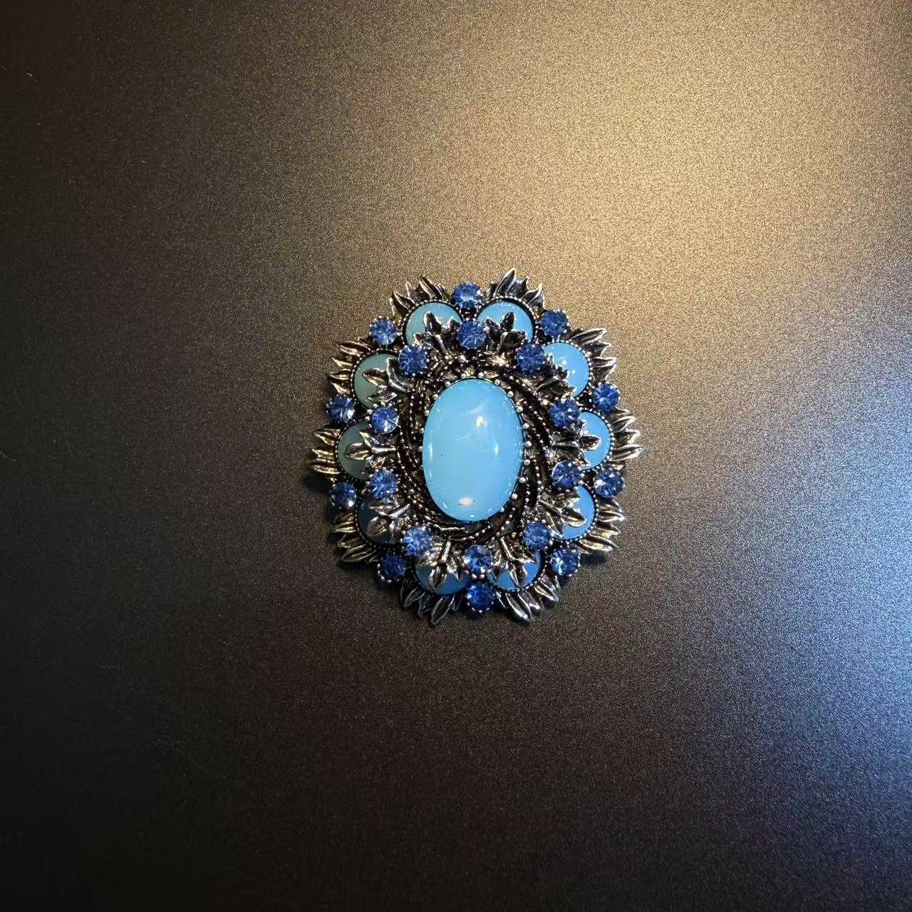 开花的橄榄 Vintage古着 Blue Brooch蓝色胸针