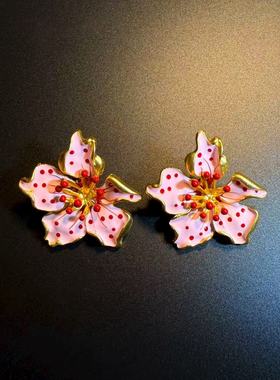 开花的橄榄 Vintage古着 Blush Bloom粉色花朵耳钉 耳环 耳饰