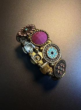 开花的橄榄 Vintage古着 Art Deco Bracelet复古撞色拼接手链镯