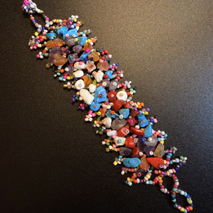 Bead Vintage古着 Collage彩色串珠手链 橄榄 开花