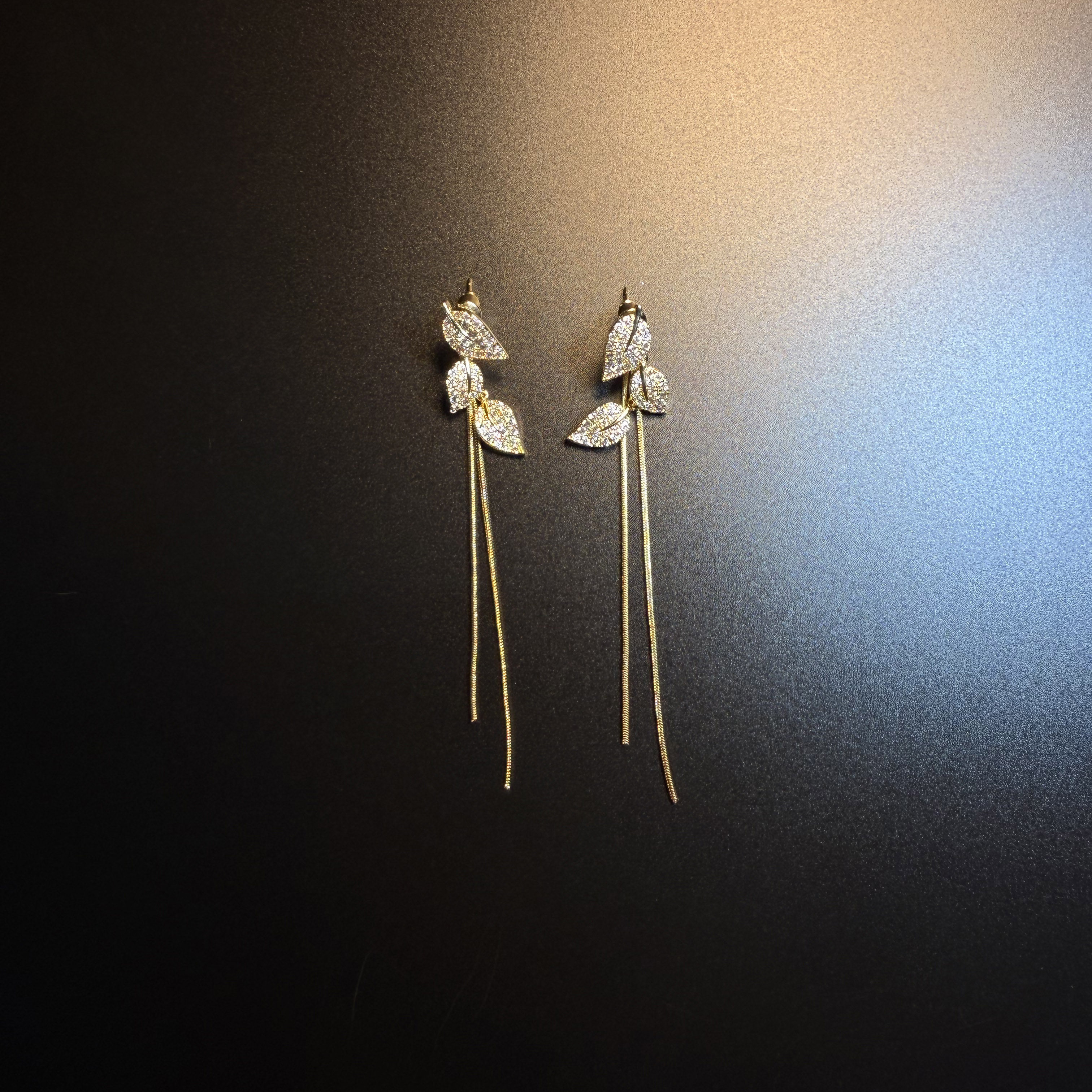 开花的橄榄 Vintage古着 Twig Drop长款流苏树叶耳环 耳坠 耳饰