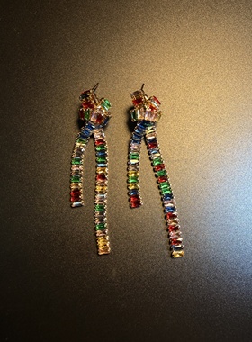 开花的橄榄 Vintage古着 Vintage Dangle彩色流苏耳钉 耳环 耳饰