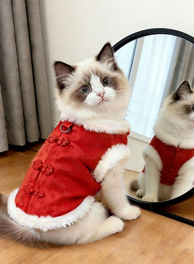 猫咪衣服新年唐装红色保暖加绒加厚布偶金渐层中国风喜庆马甲拜年