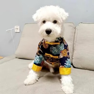 狗狗衣服新款龙袍喜庆棉衣雪纳瑞泰迪加厚保暖过年小猫咪复古棉袄