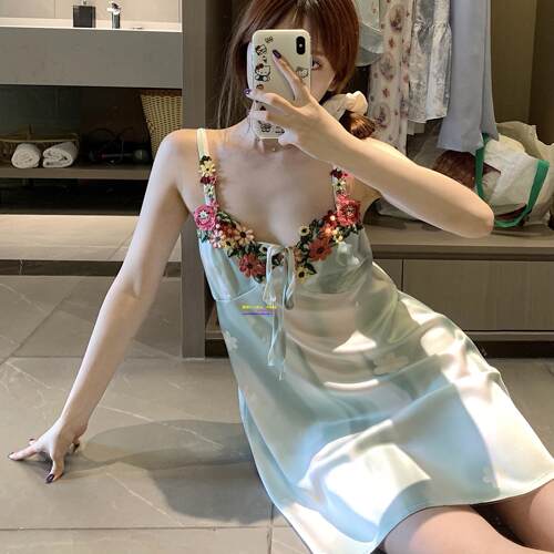 夏季带胸垫纯欲睡衣家居服性感