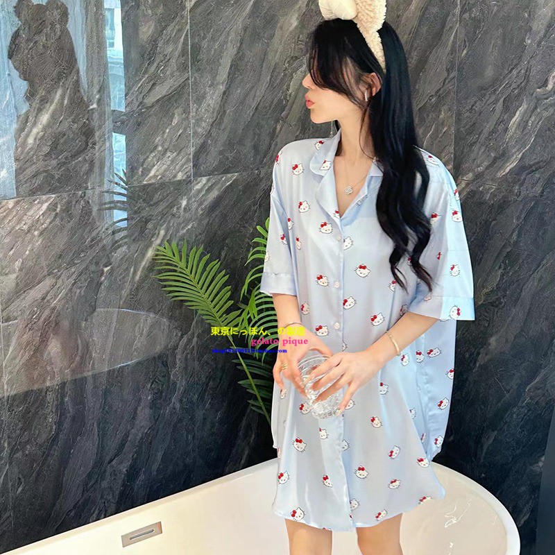 正品GP凯蒂猫真丝绸睡裙家居服女