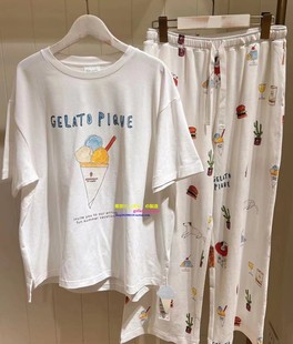 睡衣女汉堡冰淇淋纯棉短袖 日本GP pique夏季 家居服套装 gelato ins