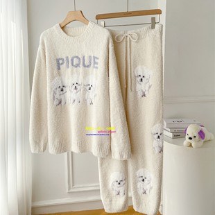 you 家居服套装 gelato 软绵绵睡衣女可爱比熊长袖 pique冬季 正品