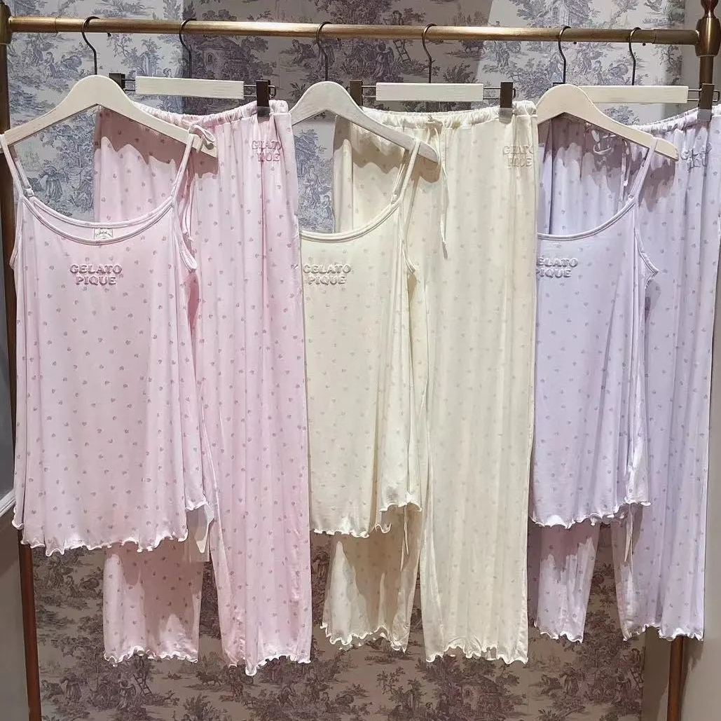 日本GP爱心印花柔软吊带长裤睡衣