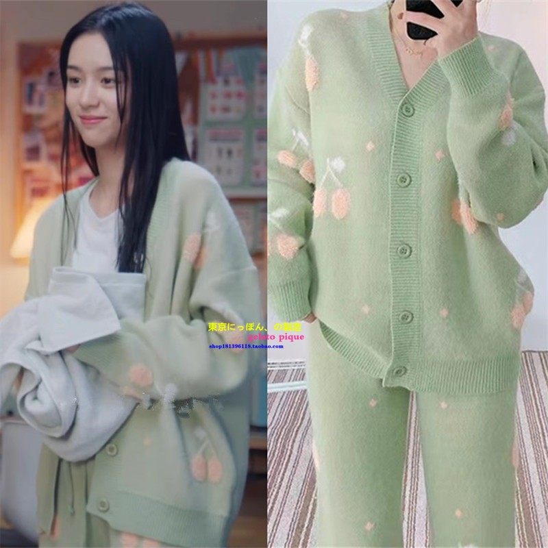 正品GP珊瑚绒睡衣周也同款樱桃