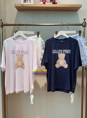 日本GP gelato pique夏莫代尔可爱睡衣女睡眠小熊卡通短袖家居服