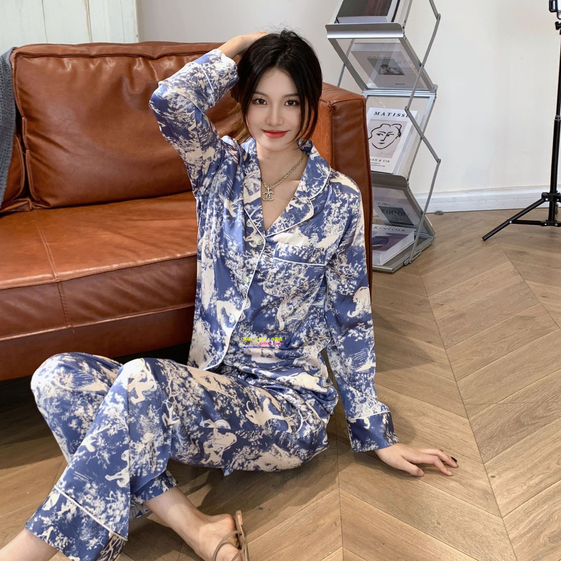 春夏女真丝轻奢睡衣家居服套装