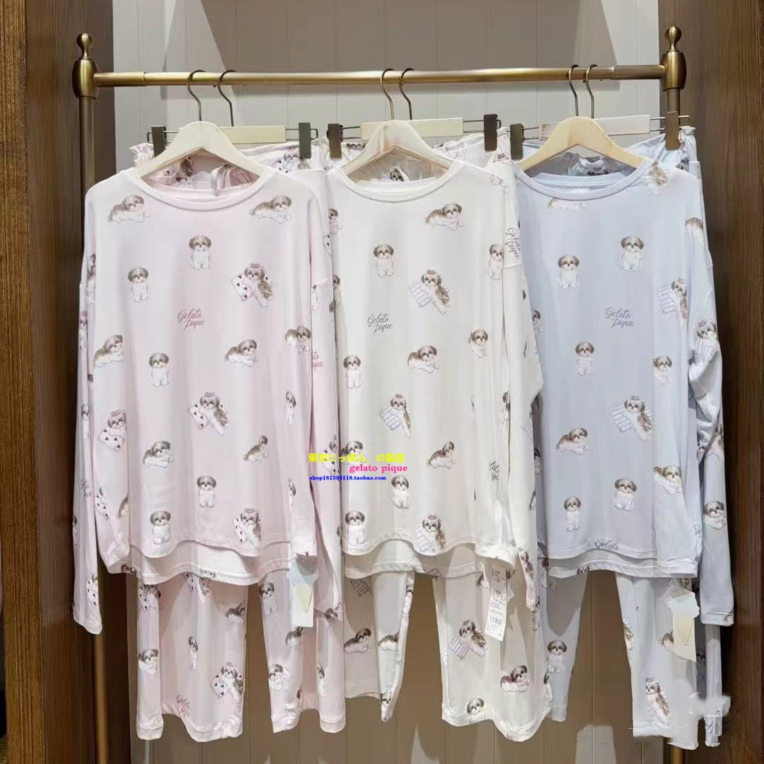 日本GP可爱西施犬家居服长袖睡衣