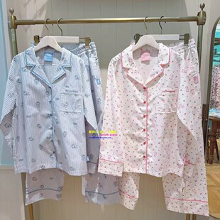 日本GP gelato pique春季卡通叮当猫情侣睡衣纯棉长袖家居服套装