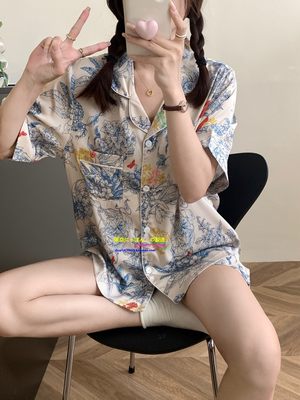 正品GP女真丝莫奈花睡衣高级感