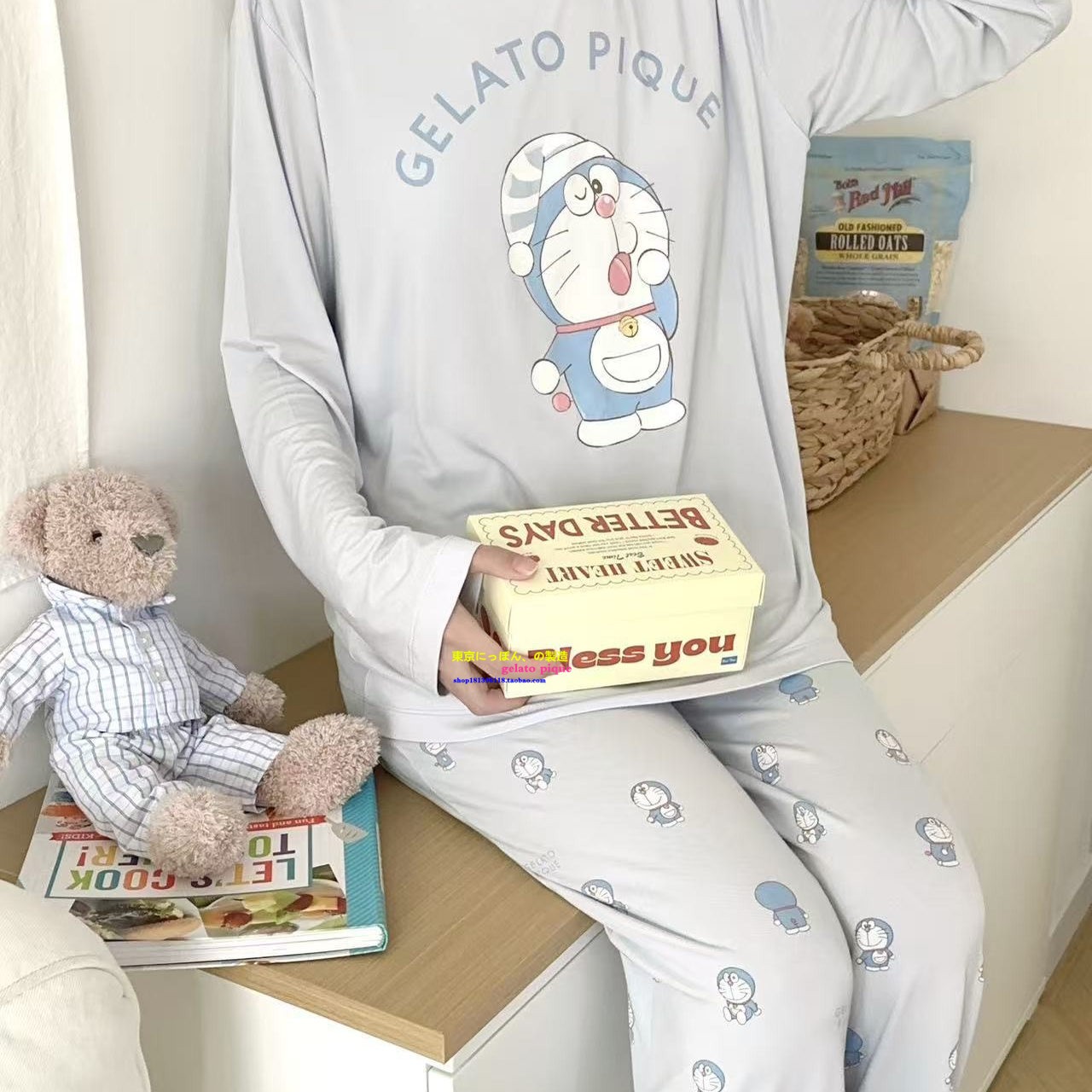 日本GP秋冬带胸垫家居服叮当猫