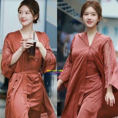 赵露思同款真丝睡袍两件套高级感