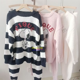 日本you gelato pique日系软绵绵冬加厚睡衣女可爱史努比家居服GP