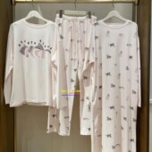pique春秋睡衣女卡通猫咪长袖 日本GP gelato 莫代尔情侣家居服男